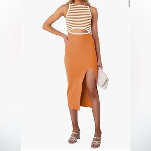 Orange and white midi dress from amazon